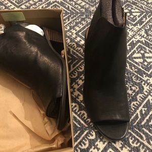 Black open-toe-heel booties